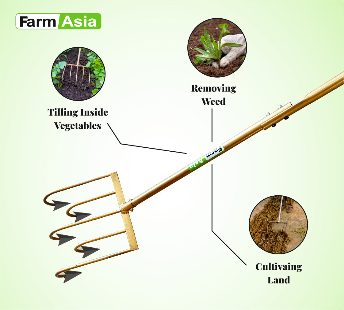 FarmAsia 5 Tyin Hand Cultivator for Farming & Gardening