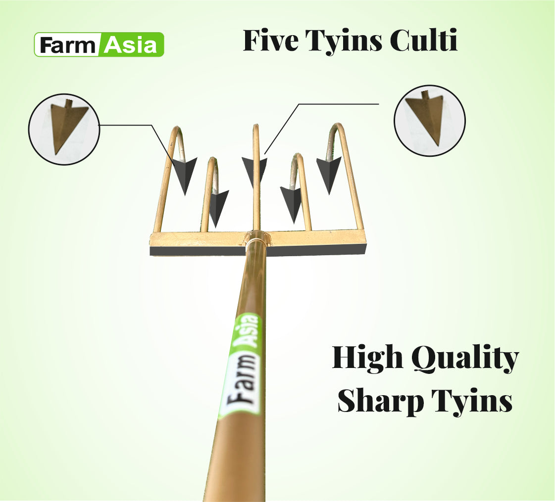 FarmAsia 5 Tyin Hand Cultivator for Farming & Gardening