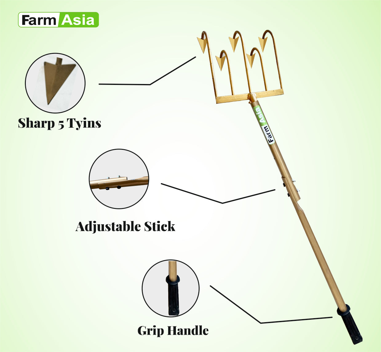 FarmAsia 5 Tyin Hand Cultivator for Farming & Gardening