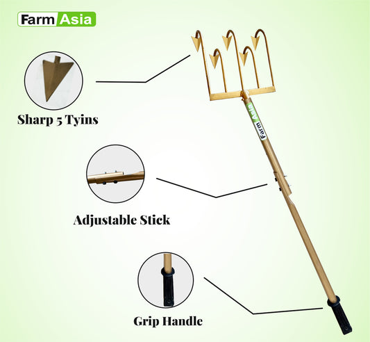 FarmAsia 5 Tyin Hand Cultivator for Farming & Gardening